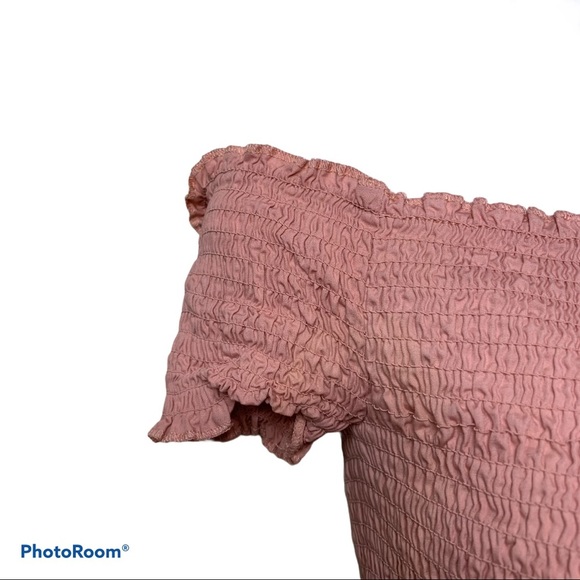 Ambiance Scrunched Off the Shoulder Pink Crop Top - Picture 7 of 8